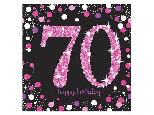 Pink Celebration 70th Luncheon Napkins 33cm - 16 pcs