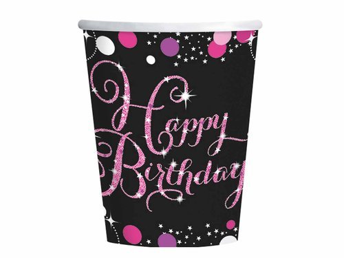 Pink Celebration Happy Birthday Paper Cup 266 ml - 8 pcs