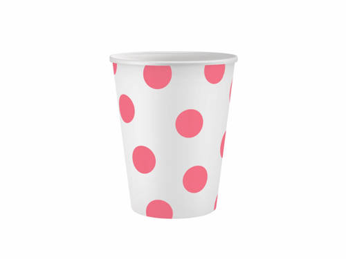 Pink Dots Paper Cups - 250 ml - 6 pcs