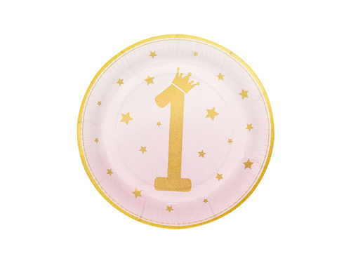 Pink Ombre 1st Birthday Plates - 23 cm - 8 pcs