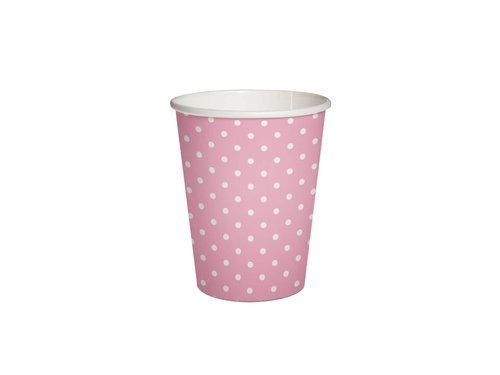 Pink Paper Cups with Dots - 250 ml - 10 pcs