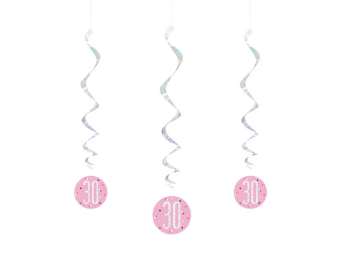 Pink hanging swirl 30 - 81 cm - 6 pcs