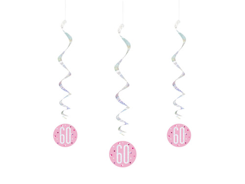 Pink hanging swirl 60 - 81 cm - 6 pcs