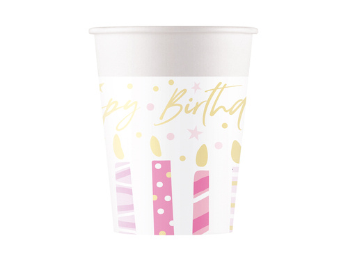 Plastic cup Happy Birthday - 200 ml -  8 pcs