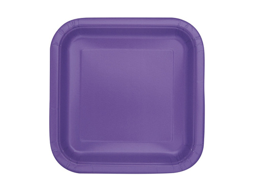 Purple Paper Square Plates - 23 cm - 14 pcs