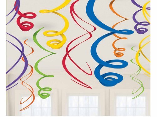 Rainbow Hanging Swirls Decorations - 55 cm - 12 pc