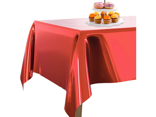 Red Foil Plastic Table Cover - 137 x 183 cm