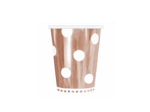 Rose Gold Dots Paper Cups - 266 ml - 6 pcs