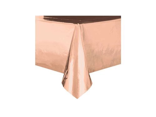 Rose Gold Foil Rectangular Plastic Table Cover - 137 x 274 cm