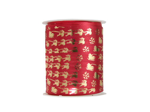 Santa's Sledge decorative ribbon - red - 25 m