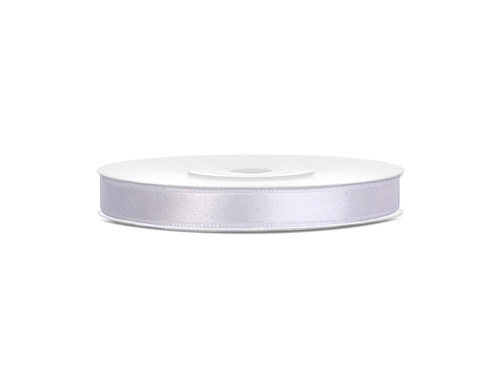 Satin ribbon, white , 6 mm / 25 m, 1 pc.