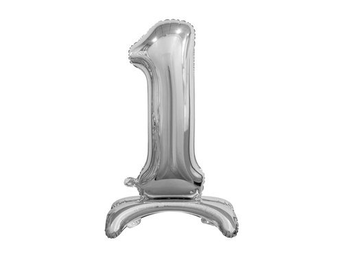 Shape Number 1 Silver Standing Foil Balloon - 74 cm - 1 pc