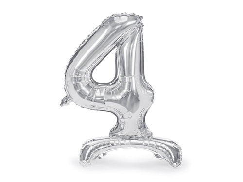 Shape Number 4 Silver Standing Foil Balloon - 70 cm - 1 pc