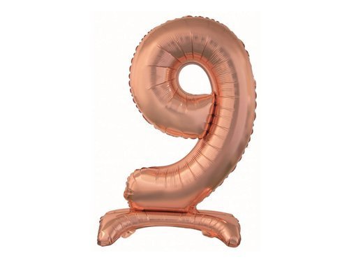 Shape Number 9 Rose Gold Standing Foil Balloon - 74 cm - 1 pc