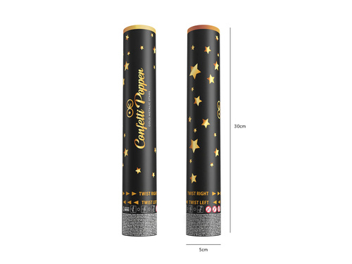 Shooting tube - confetti gold stars - 30 cm - 1 pc.