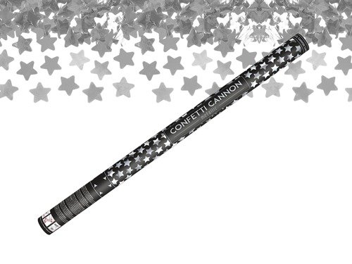 Shooting tube - silver metallic stars - 80 cm - 1 pcs.