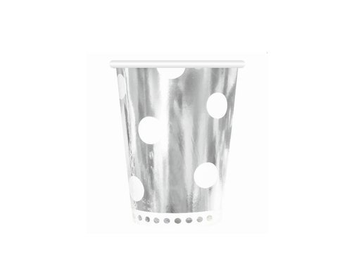 Silver Dots Paper Cups - 266 ml - 6 pcs