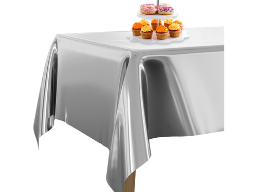 Silver Foil Plastic Table Cover - 137 x 183 cm