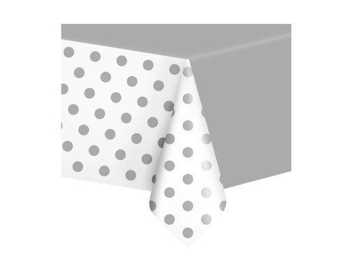 Silver dots tablecover - 137x274 cm - 1 pc