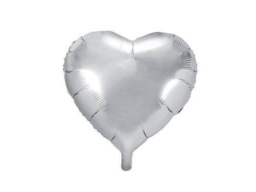 Silver metallic Heart Foil Balloon - 45 cm - 1 pc