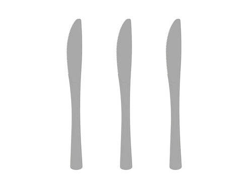 Silver plastic knives - 10 pcs.