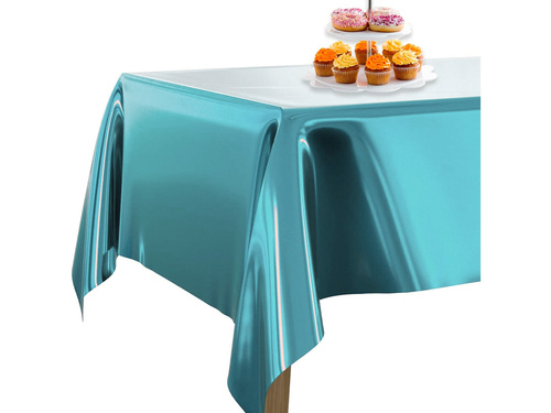 Sky blue Foil Plastic Table Cover - 137 x 183 cm