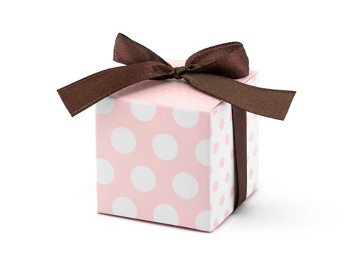 Small gift boxes with dots, pink, 1 packet – 10 pcs