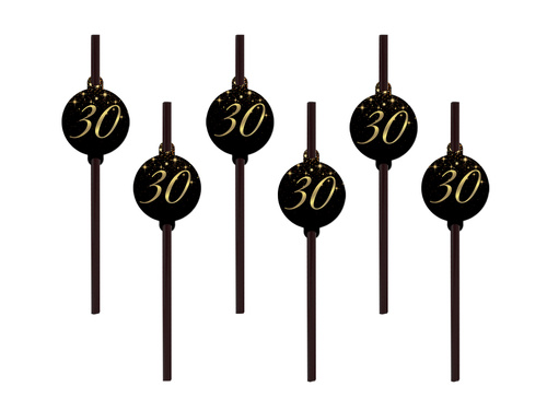 Sparkling 30th straws - 6 pcs