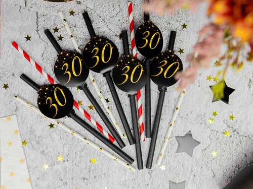 Sparkling 30th straws - 6 pcs