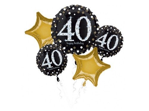 "Sparkling Birthday-40" Balloon Bouquet Foil Balloons