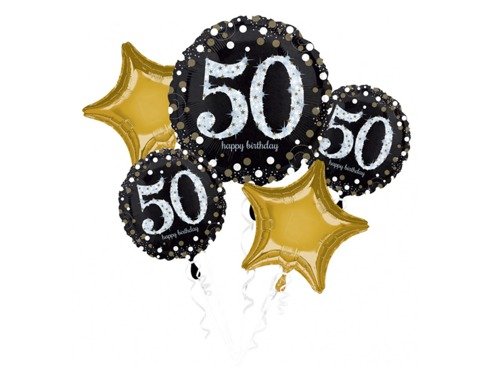 "Sparkling Birthday-50" Balloon Bouquet Foil Balloons