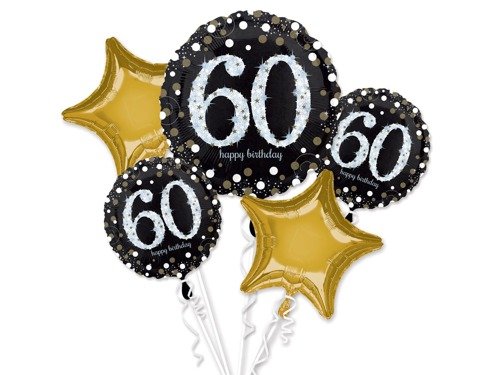 "Sparkling Birthday-60" Balloon Bouquet Foil Balloons