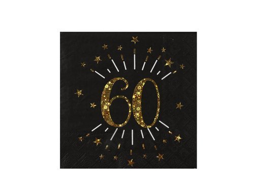 Sparkling sixtieth birthday napkins - 33 cm - 10 pcs.