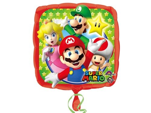 Standard Mario Bros Foil Balloon Square 43 cm - 1 pc