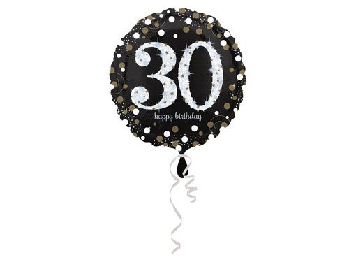 Standard Sparkling Birthday 30Foil Balloon Round - 43 cm