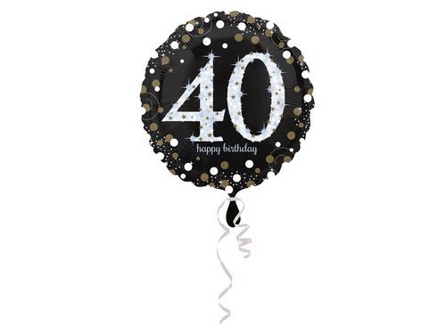 Standard Sparkling Birthday 40Foil Balloon Round - 43 cm