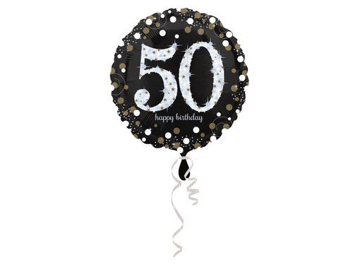 Standard "Sparkling Birthday-50" Foil Balloon Round - 43 cm