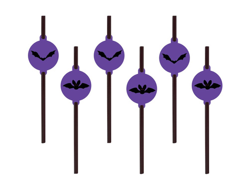 Straws with Bats for Halloween - 6 pcs.