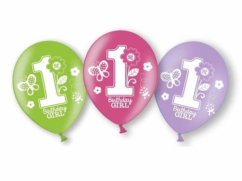 Sweet Girl 1st Birthday Latex Balloons - 6 pcs