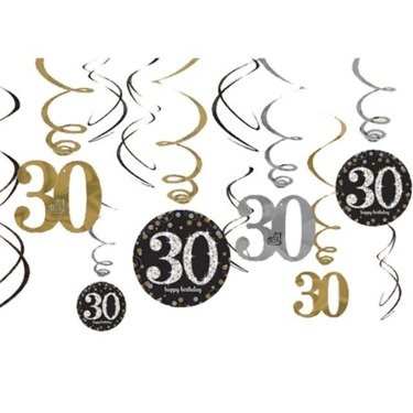 Swirl Decorations 30 Sparkling Celebration - Silver & Gold - 12 pc