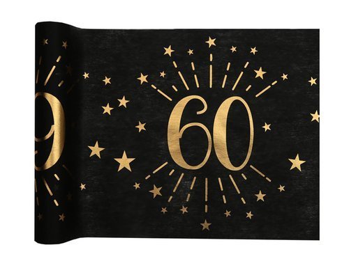 Table runner decoration with print for 60th birthday Sparkling - 30 cm x 5 m - 1 pc.