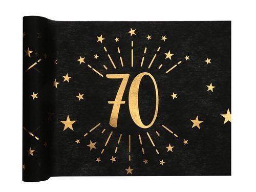 Table runner decoration with print for 70th birthday Sparkling - 30 cm x 5 m - 1 pcs.