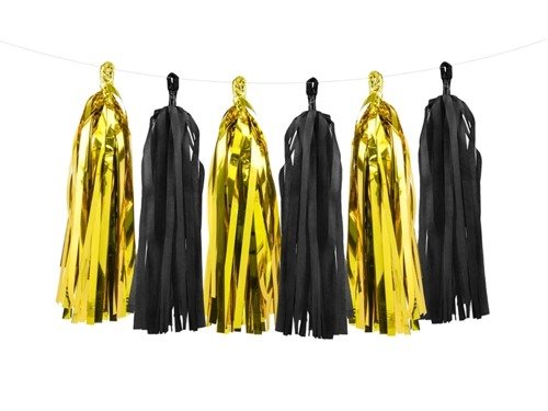 Tassel Garland Golden, Black - 150 cm - 1 pc