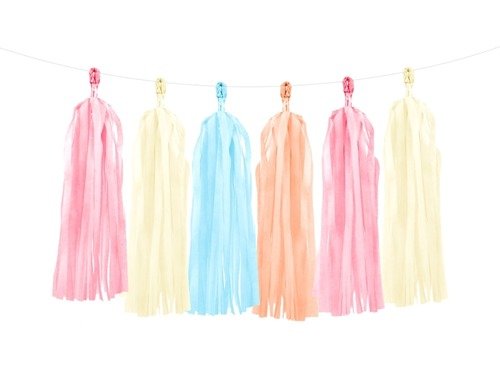 Tassel Garland Pink, Sky-blue, Cream, Peachy - 150 cm - 1 pc