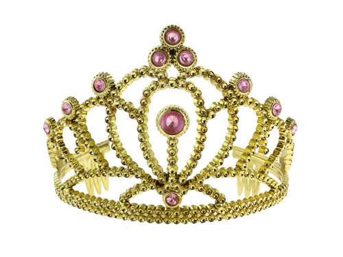 Tiara diadem złoty z różowymi perłami - 1 szt.