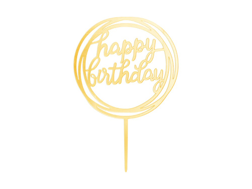 Topper Happy Birthday gold - 1 pcs