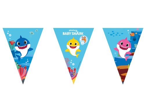 Triangle flag banner Baby Shark - cm - 1 pc