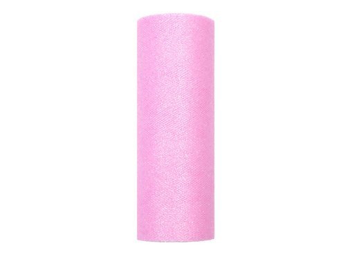 Tulle on roll 15 cm x 9 meters - glitter pink - 1 pc