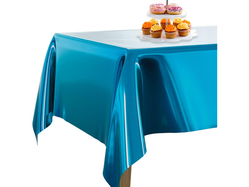 Turquoise Foil Plastic Table Cover - 137 x 183 cm