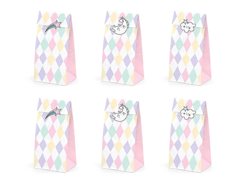 Unicorn gift bags - 8 x 18 cm - 6 pcs